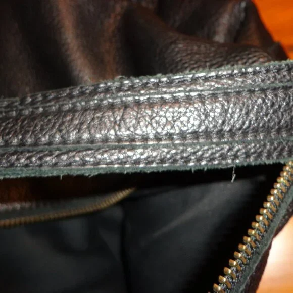 Banana Republic 100% Cow Leather Boho Handbag Black Inner Zip Pocket - Picture 11 of 15